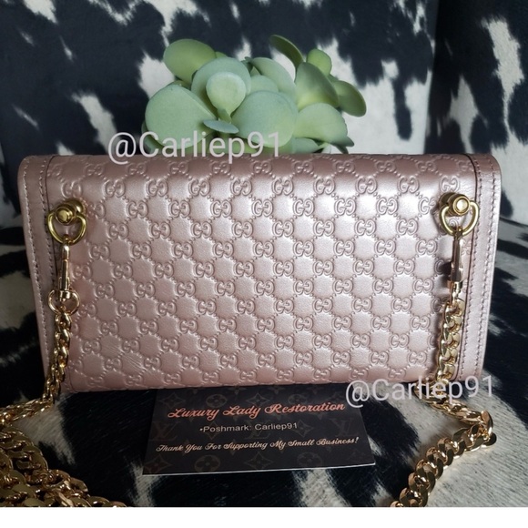 Gucci Metallic Pink Leather Wallet - Picture 2 of 7